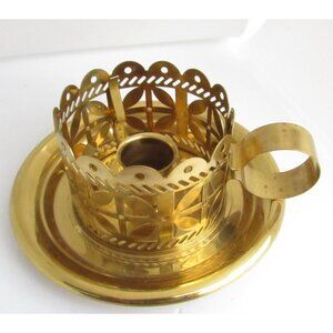 Vintage Hallmark Brass Chamberstick Ornate Embossed pattern Candle stick Holder